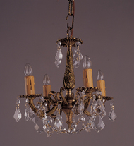 4 Light French Brass And Crystal Mini Chandeliers K4
